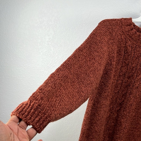 Memphis Jones Women’s Rust Wool Blend Sweater Long Sleeve Fisherman Cable Sz L - Picture 4 of 8
